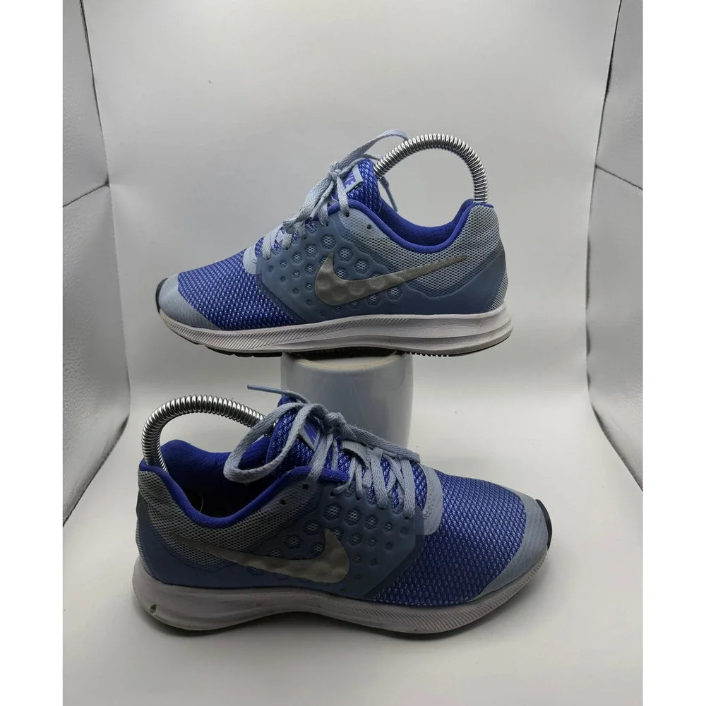 Nike Downshifter 7 Running Shoes Kids 4Y Blue Grey Good 869972-400 Mesh Sneaker